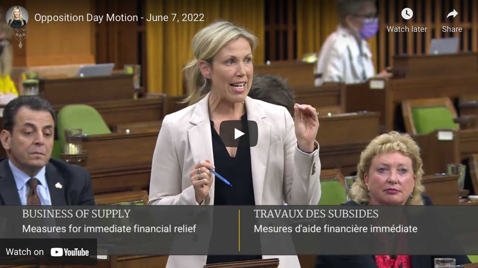 Shelby Kramp-Neuman standing in the House of Commons on June 7th 2022
