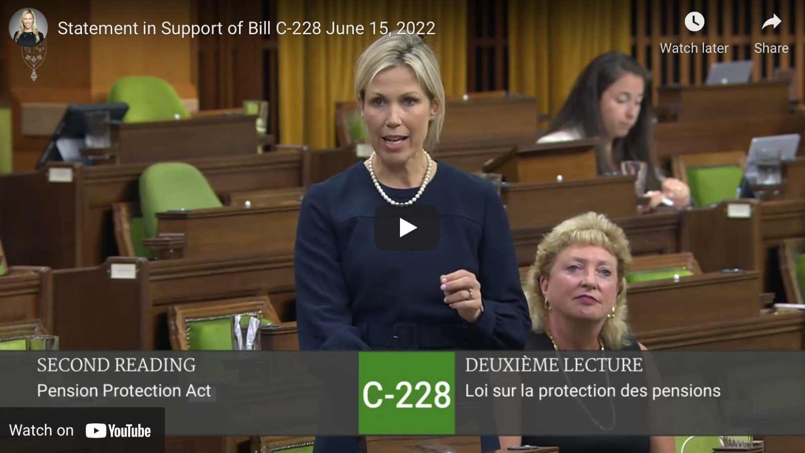 Shelby Kramp-Neuman MP speaks in the House of Commons to support Bill C-228