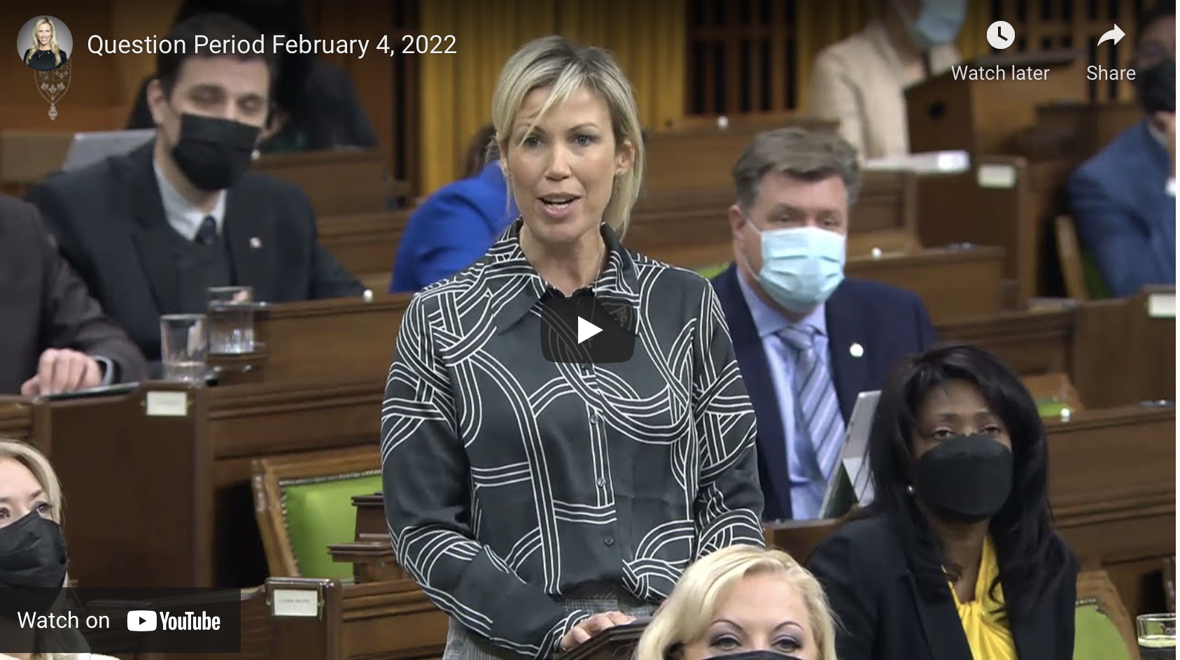 Shelby Kramp Neuman MP standing in the House of Commons on February 4, 2022